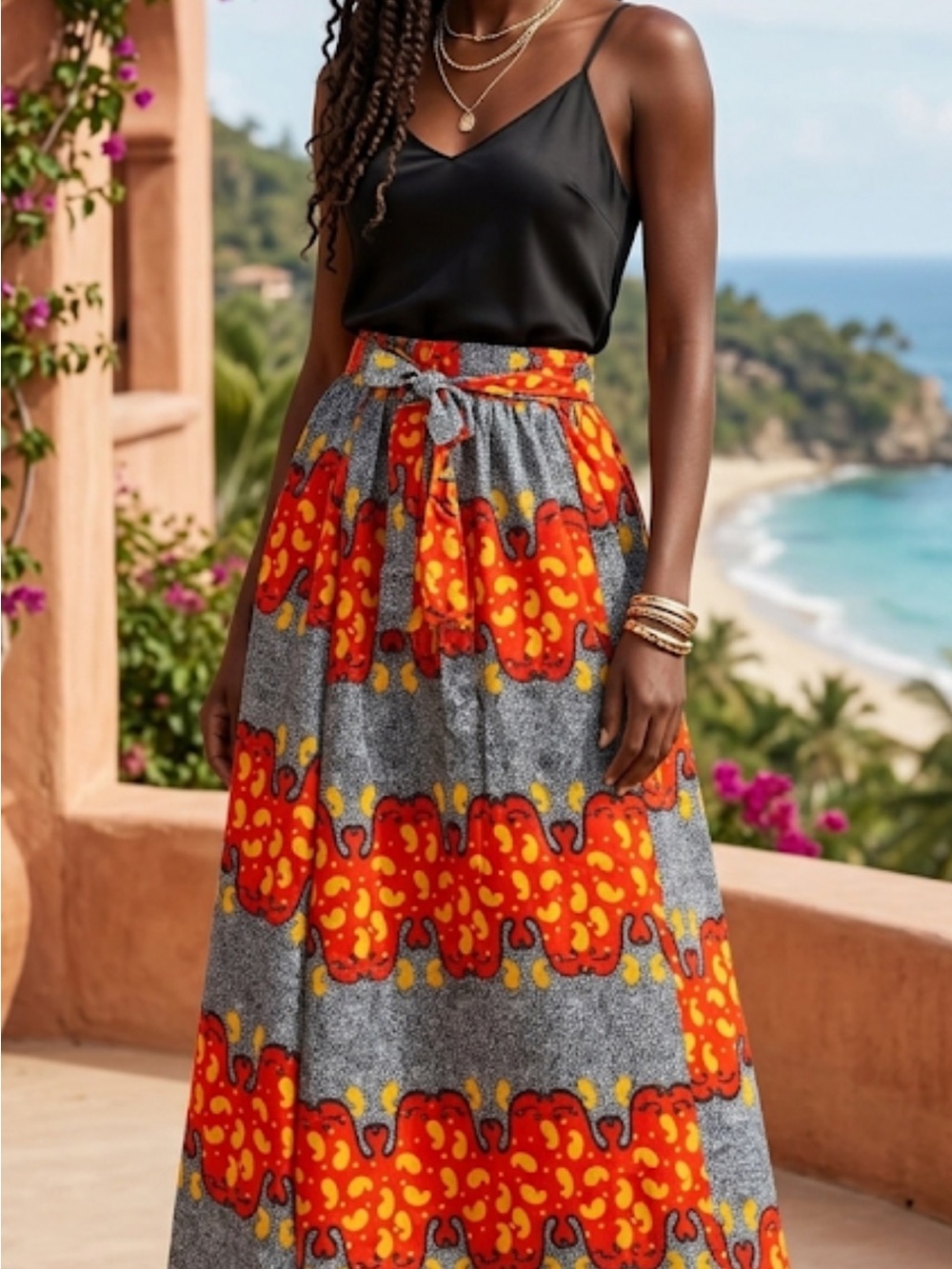 Festival‎ Ready Long Maxi Skirt Red and Black